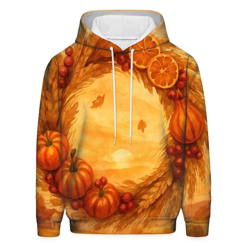 Harvest Wreath Over Golden Fields hoodie designs