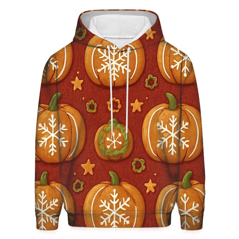 Gingerbread Pumpkin Tile Grid On Cranberry Background designer hoodies
