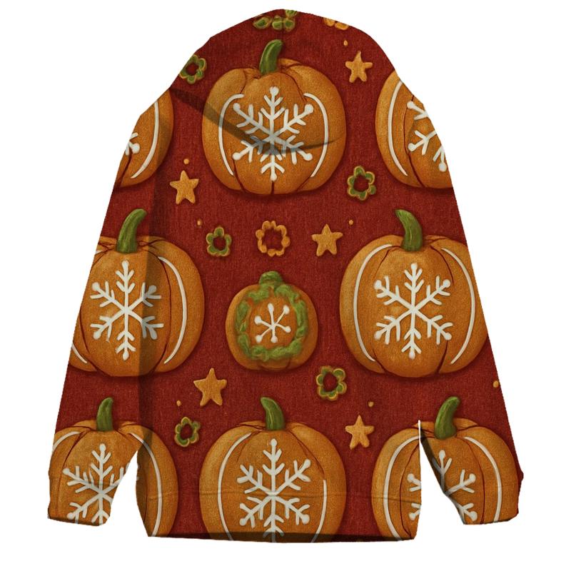 Gingerbread Pumpkin Tile Grid On Cranberry Background designer hoodies