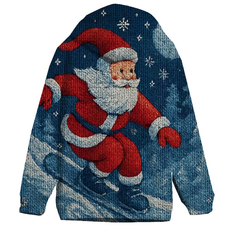 Knitted Avalanche Santa Boarder printed hoodies