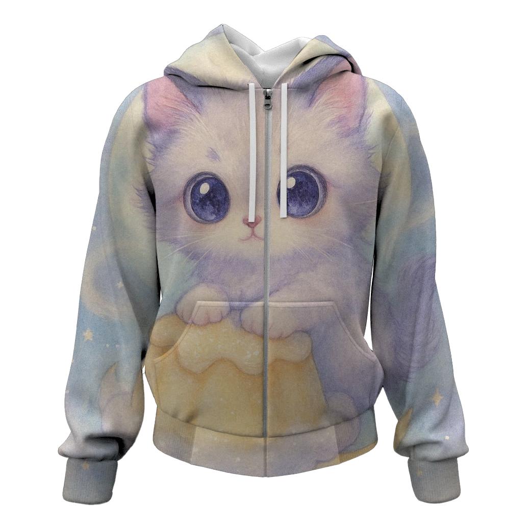 Moonlit Pudding Cloud Kitten custom hoodies