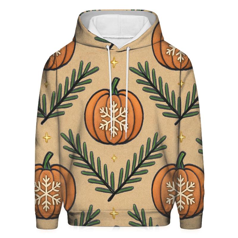 Nordic Snowflake Pumpkin Chevron On Beige Background printed hoodies