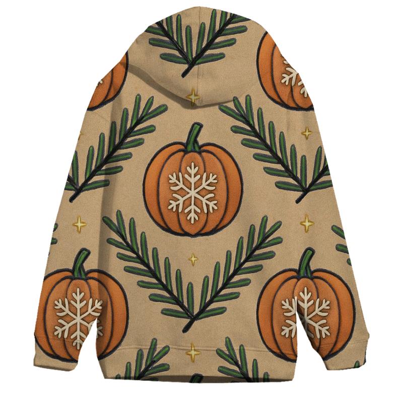 Nordic Snowflake Pumpkin Chevron On Beige Background printed hoodies