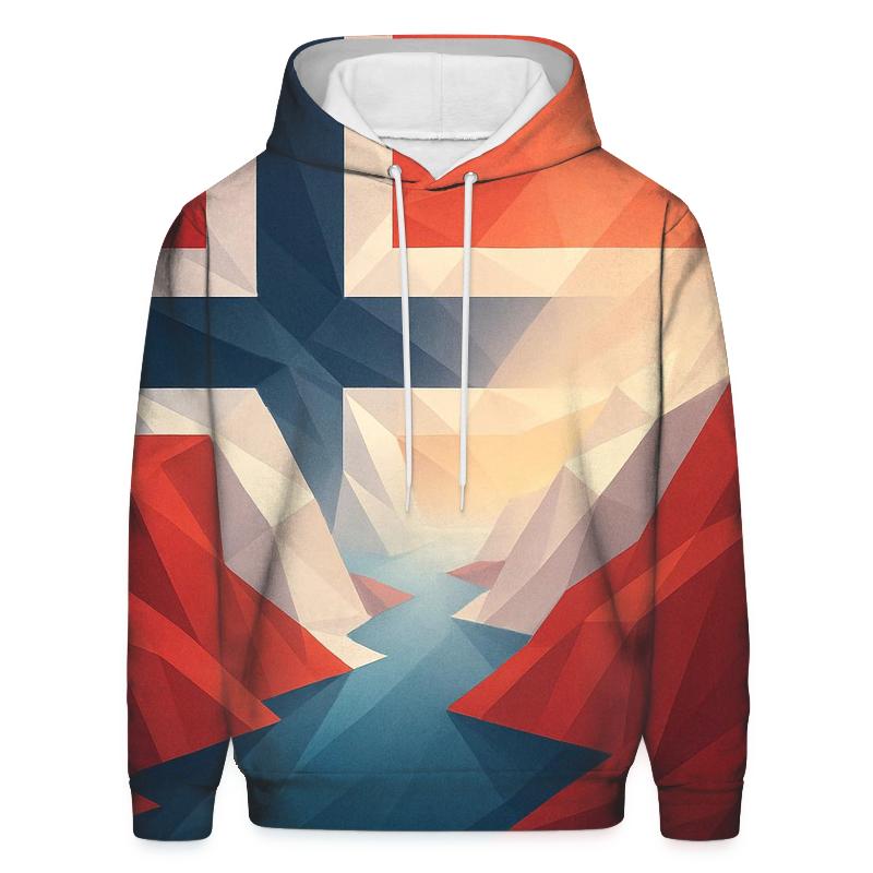 Norway Geometric Fjord Fusion graphic hoodies