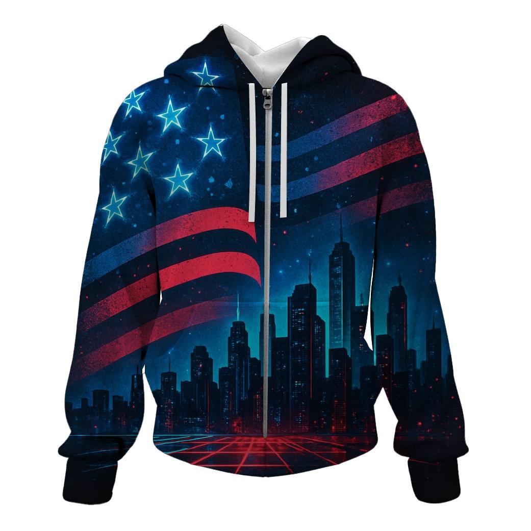 Neon Skyline Flagwave lightweight hoodies