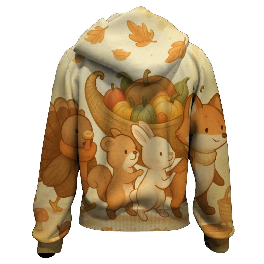 Woodland Friends Harvest Parade embroidered hoodies