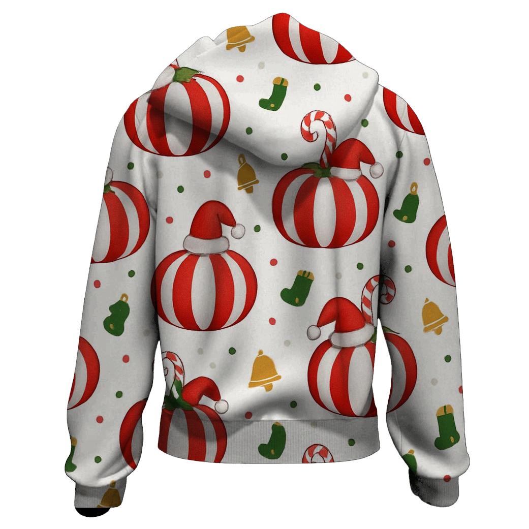 Candy Cane Stripe Pumpkins Scatter On White Background hoodies fashion