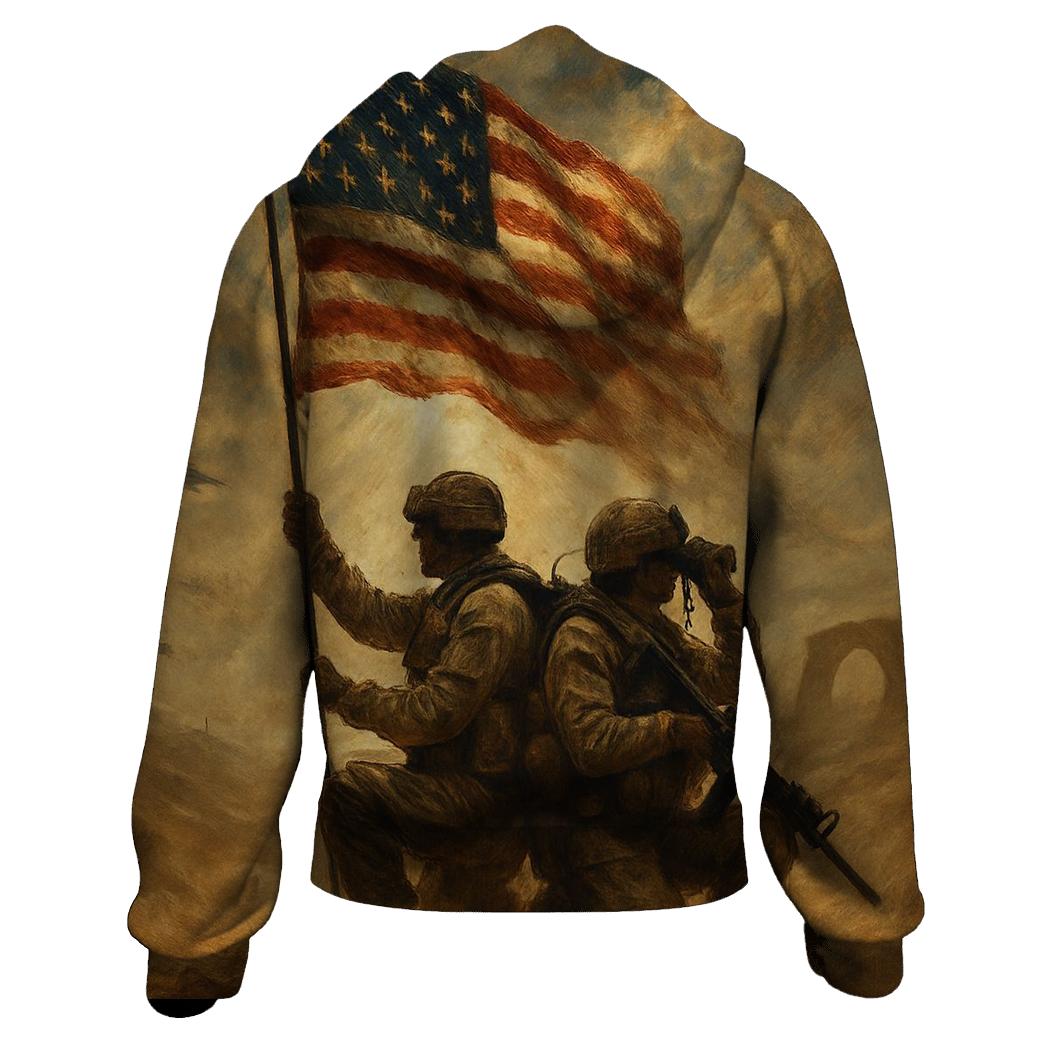 Desert Guardians Under A Wind Torn Banner heavyweight hoodies