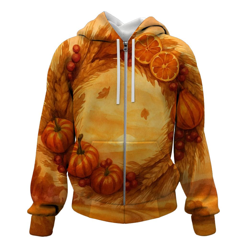 Harvest Wreath Over Golden Fields lightweight hoodies