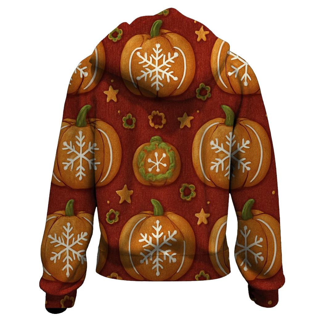 Gingerbread Pumpkin Tile Grid On Cranberry Background graphic hoodies