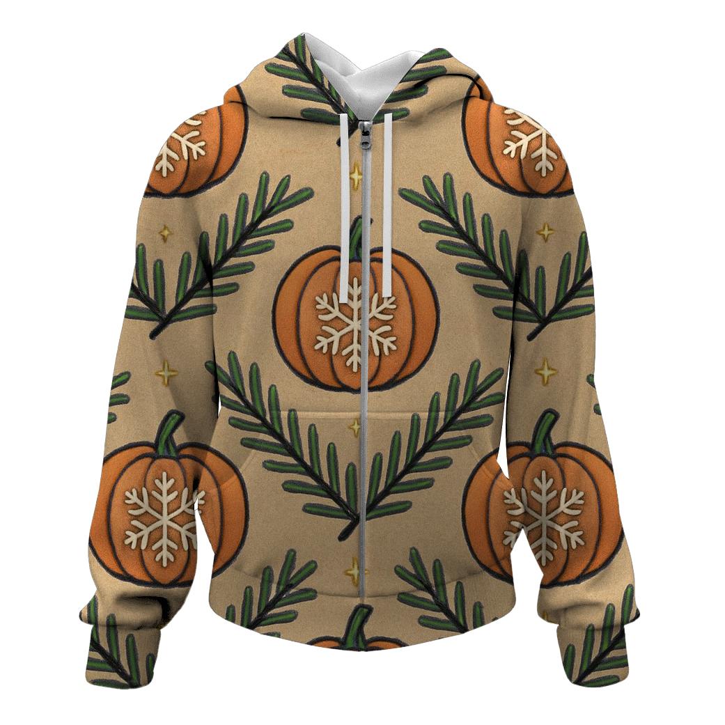 Nordic Snowflake Pumpkin Chevron On Beige Background hoodie trends