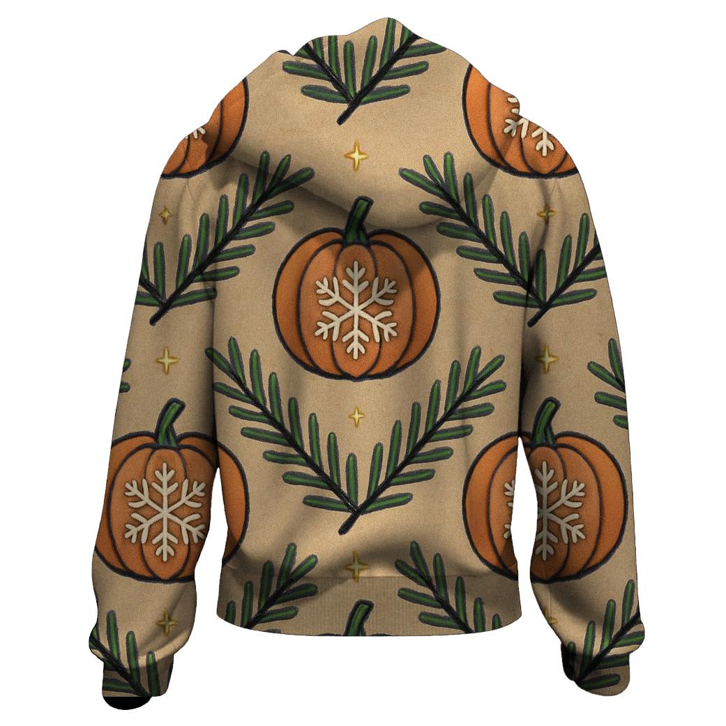 Nordic Snowflake Pumpkin Chevron On Beige Background hoodie trends