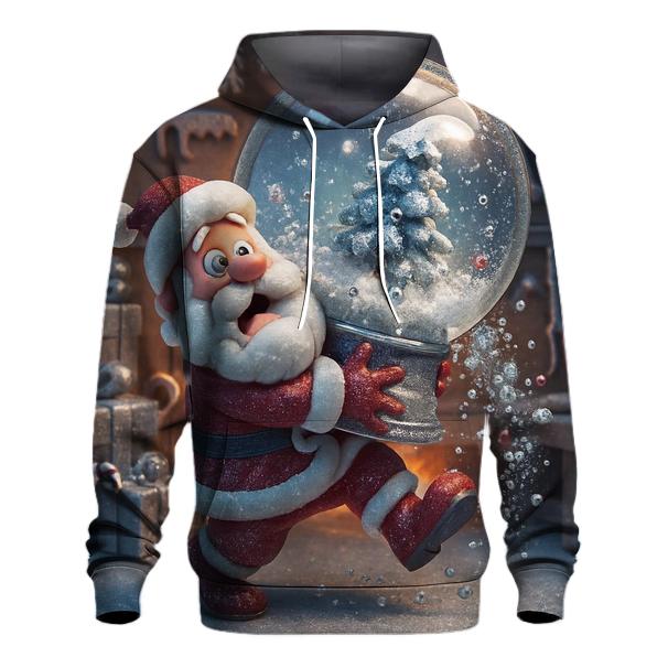 Santa Snow Globe Workshop Spill designer hoodies
