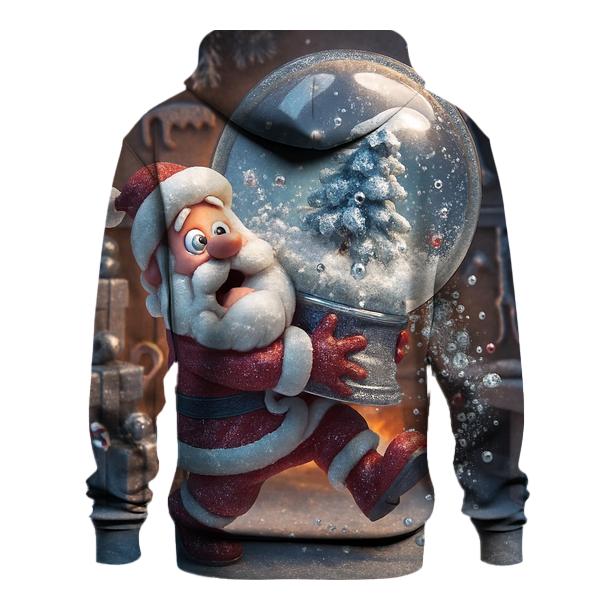 Santa Snow Globe Workshop Spill designer hoodies
