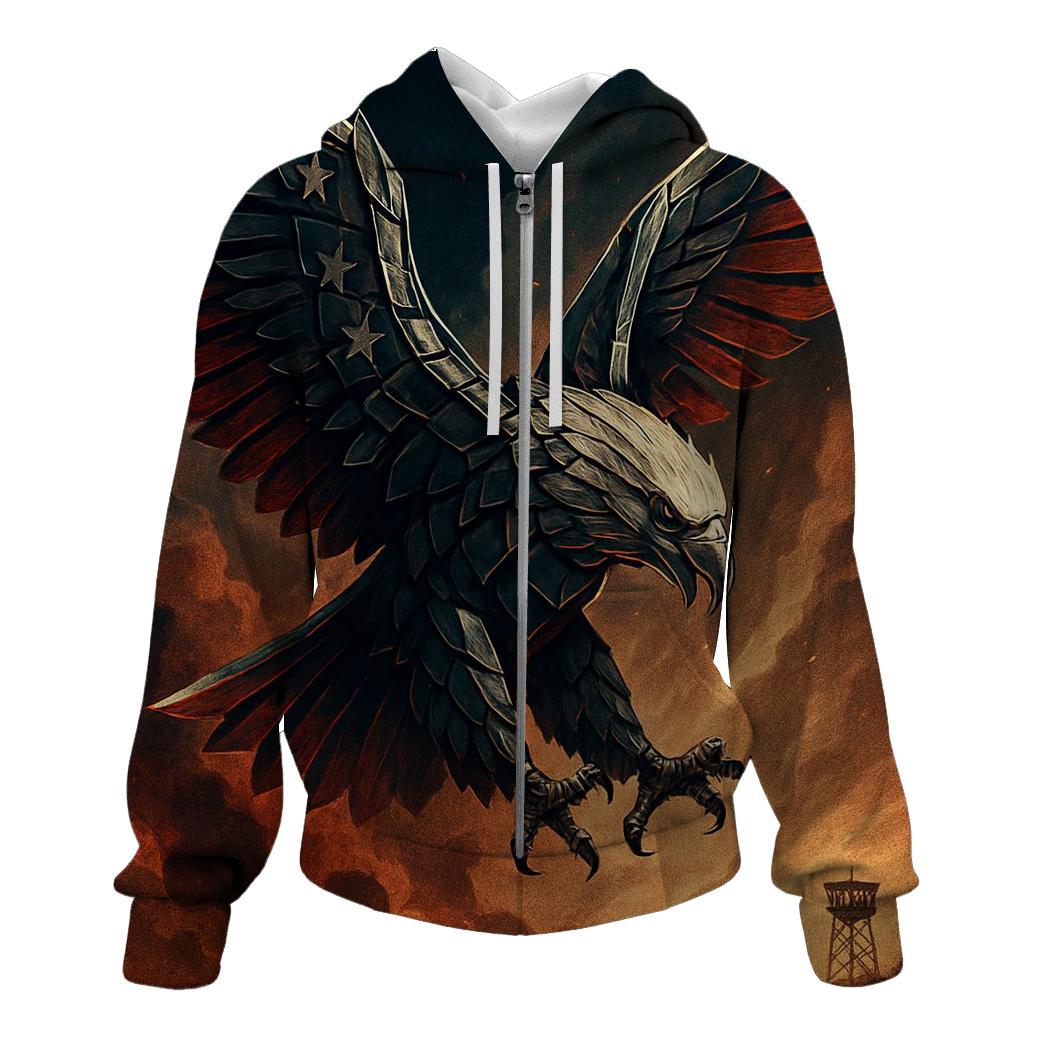 Eagle Of Chrome And Smoke Above The Battle Horizon zip-up hoodies