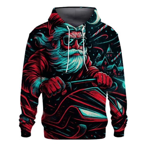 Neon Night Sleigh Rider Santa printed hoodies