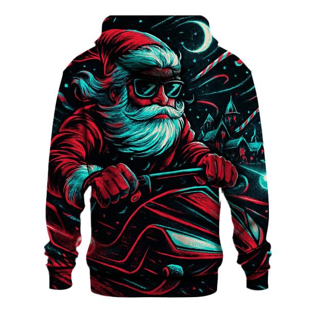 Neon Night Sleigh Rider Santa printed hoodies