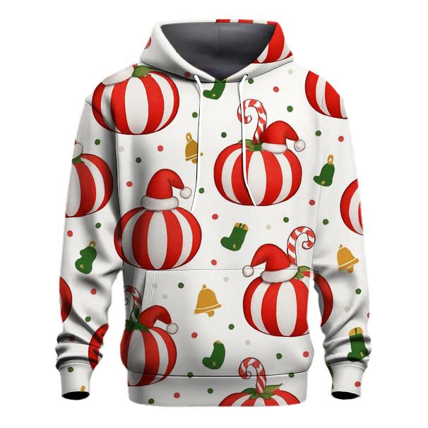 Candy Cane Stripe Pumpkins Scatter On White Background hoodie styles