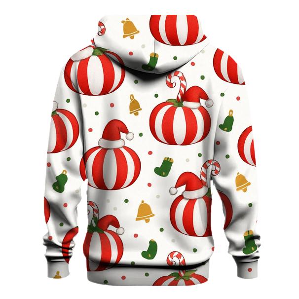 Candy Cane Stripe Pumpkins Scatter On White Background hoodie styles
