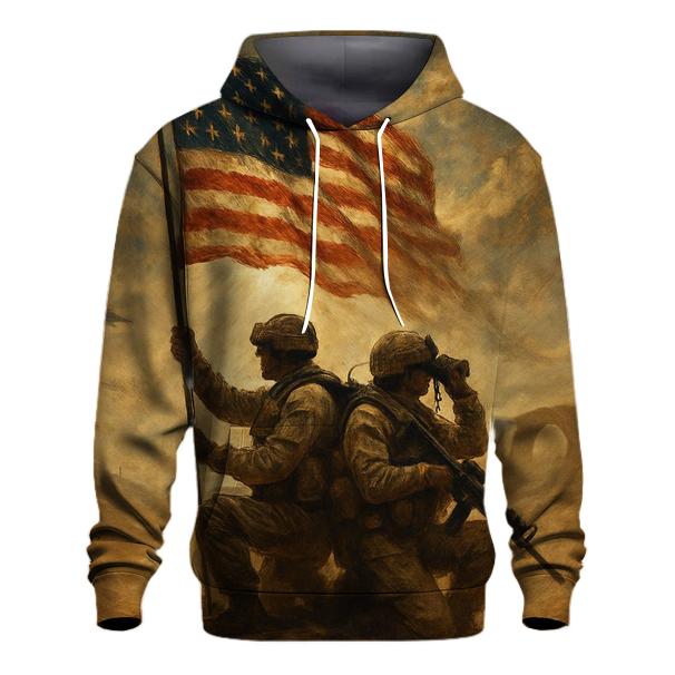 Desert Guardians Under A Wind Torn Banner embroidered hoodies