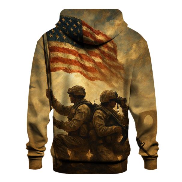 Desert Guardians Under A Wind Torn Banner embroidered hoodies