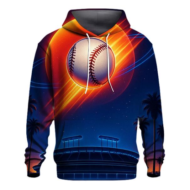 Sunset Orbit Baseball Burst pullover hoodies