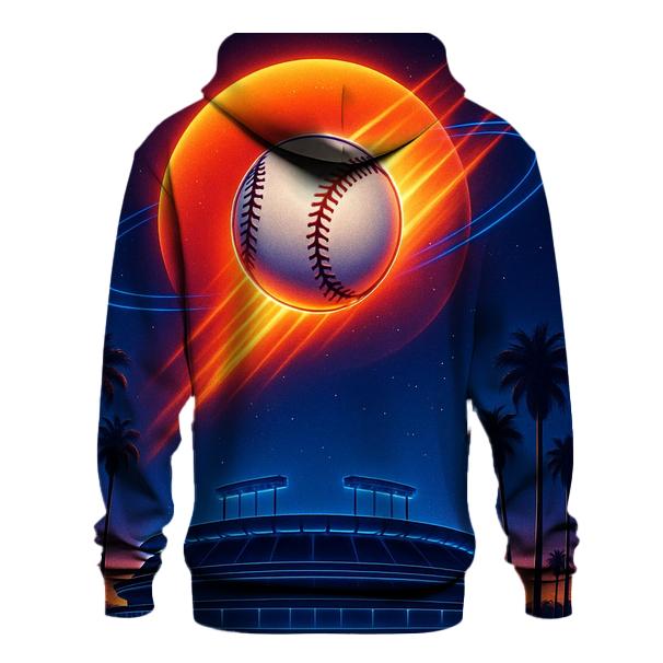Sunset Orbit Baseball Burst pullover hoodies