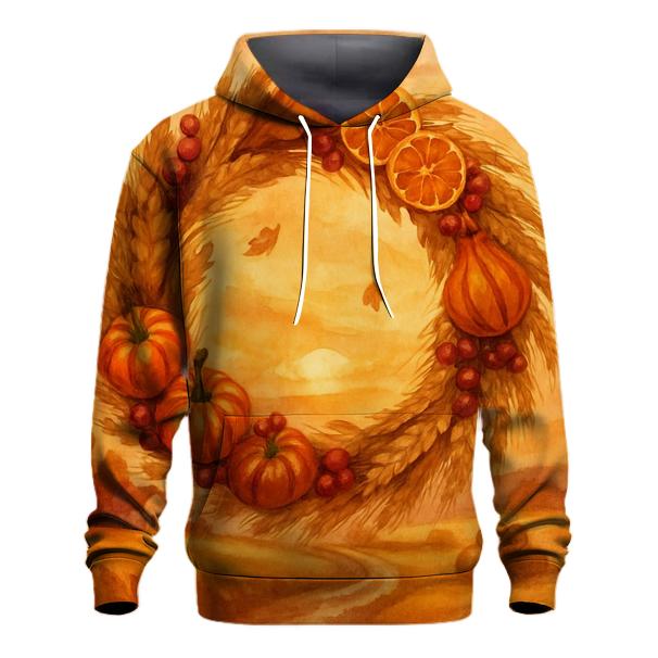 Harvest Wreath Over Golden Fields premium hoodies
