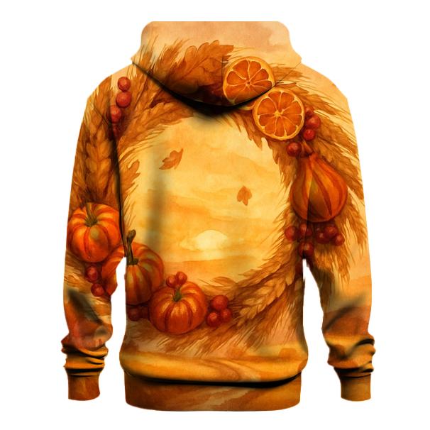 Harvest Wreath Over Golden Fields premium hoodies