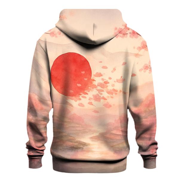 Sakura Wind Flagscape Japan printed hoodies