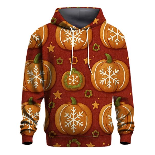 Gingerbread Pumpkin Tile Grid On Cranberry Background zip-up hoodies