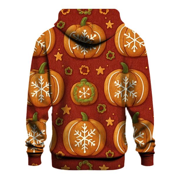Gingerbread Pumpkin Tile Grid On Cranberry Background zip-up hoodies