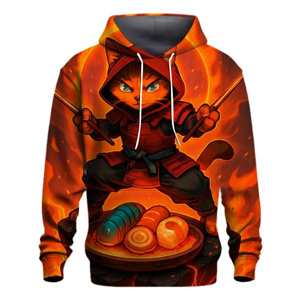 Volcanic Sushi Samurai Cat designer hoodies