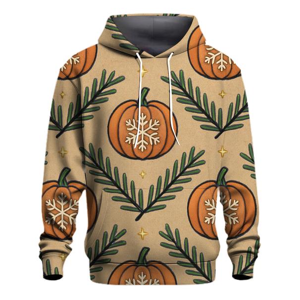 Nordic Snowflake Pumpkin Chevron On Beige Background pullover hoodies