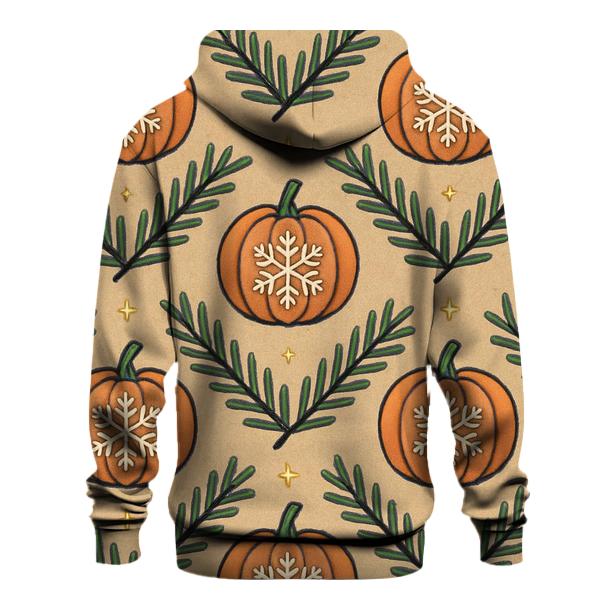 Nordic Snowflake Pumpkin Chevron On Beige Background pullover hoodies
