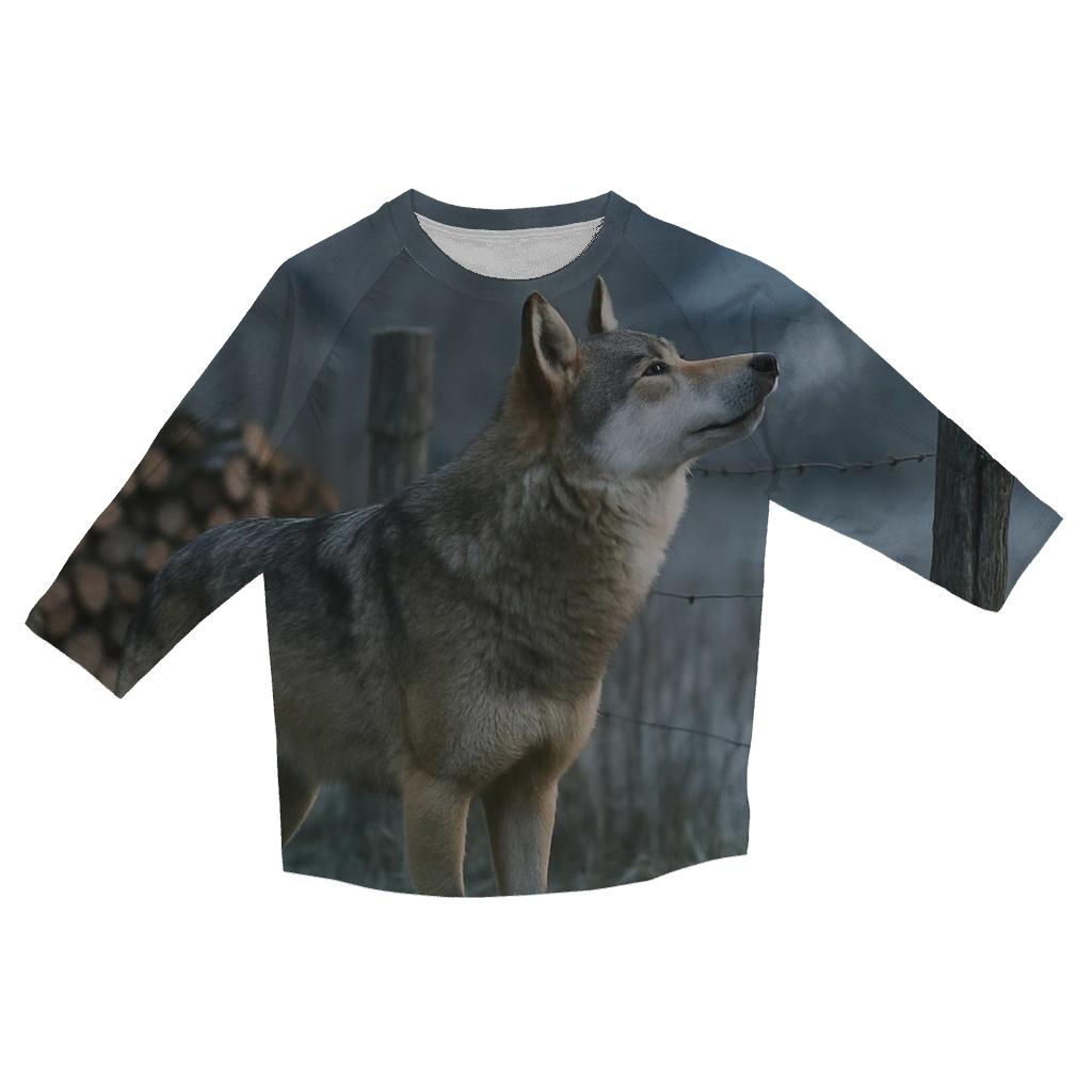 Carpathian Wolf Crossing A Village Orchard Boundary designer 3/4 sleeve blouses