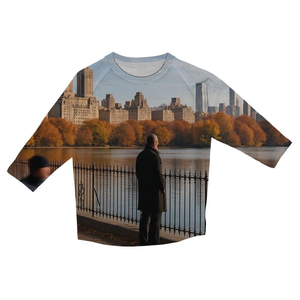 Midtown Skyline Reflections From An Autumn Reservoir cotton quarter sleeve shirts