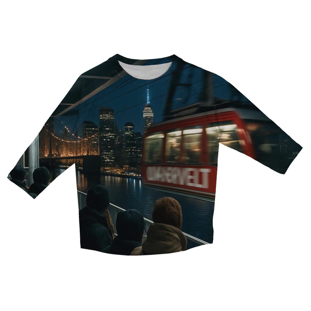 Night Shift View From The Roosevelt Island Tram Platform designer 3/4 sleeve blouses