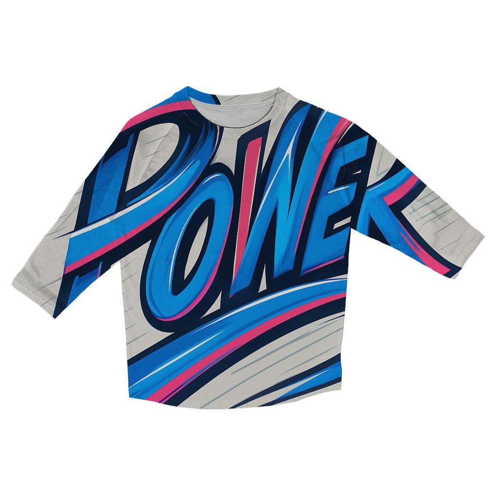Kinetic Ribbon Typography Burst printed three quarter sleeve shirts