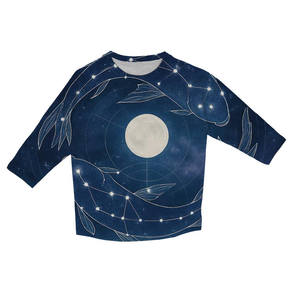Pisces Dream Tide Constellation Portal casual three quarter sleeve shirts