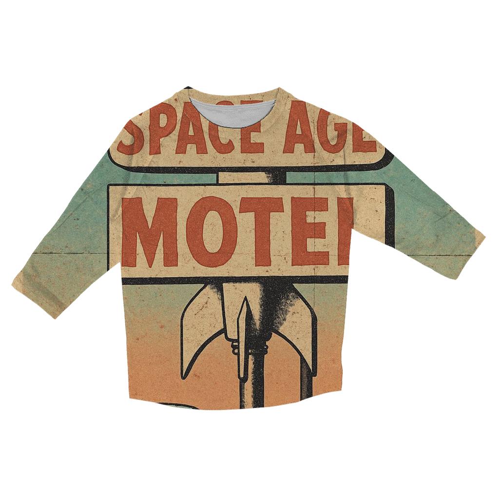 Weathered Space Age Motel Postcard personalized 3/4 sleeve tees