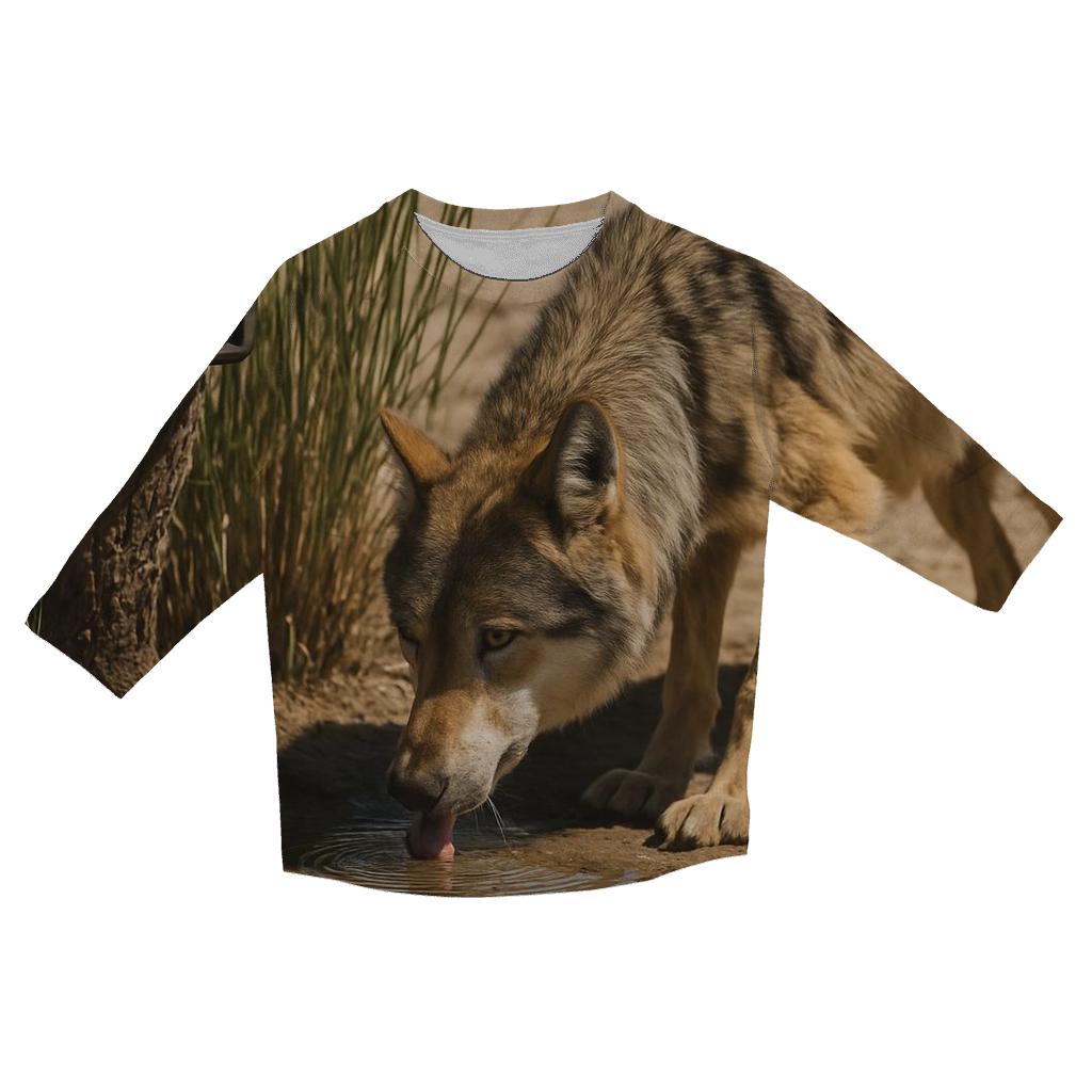 Mexican Gray Wolf At A Desert Spring Monitoring Site casual three quarter sleeve shirts