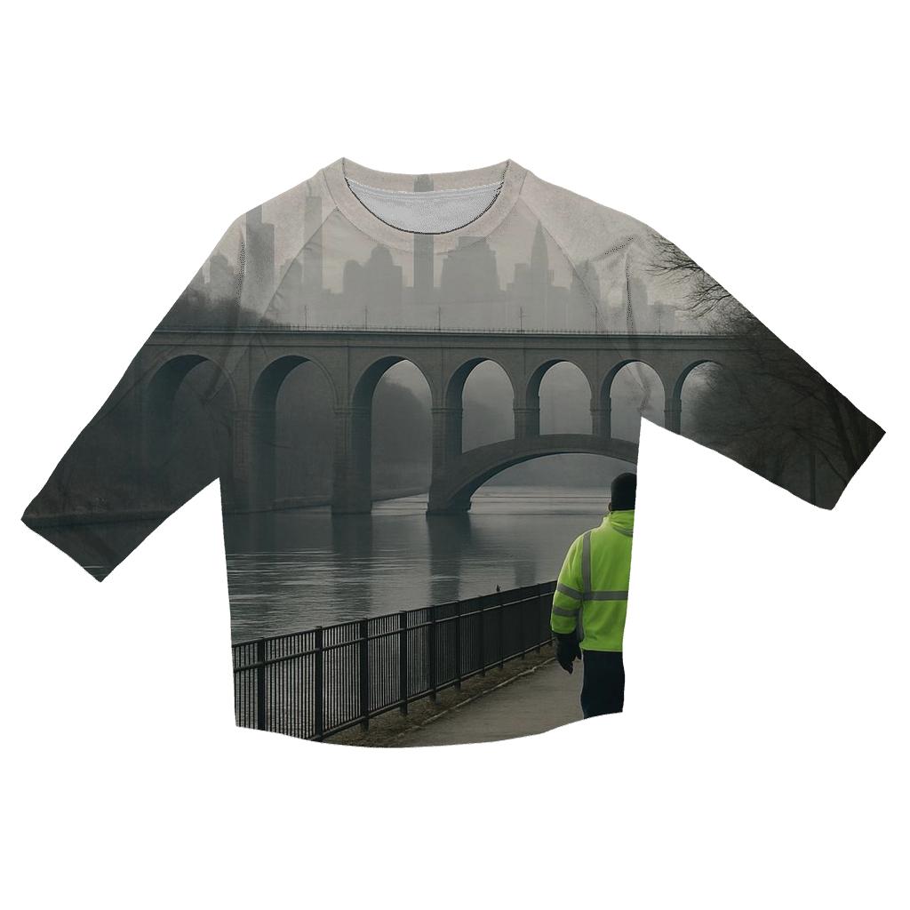 Harlem River Winter Haze With High Bridge Silhouette fashion 3/4 sleeve shirts