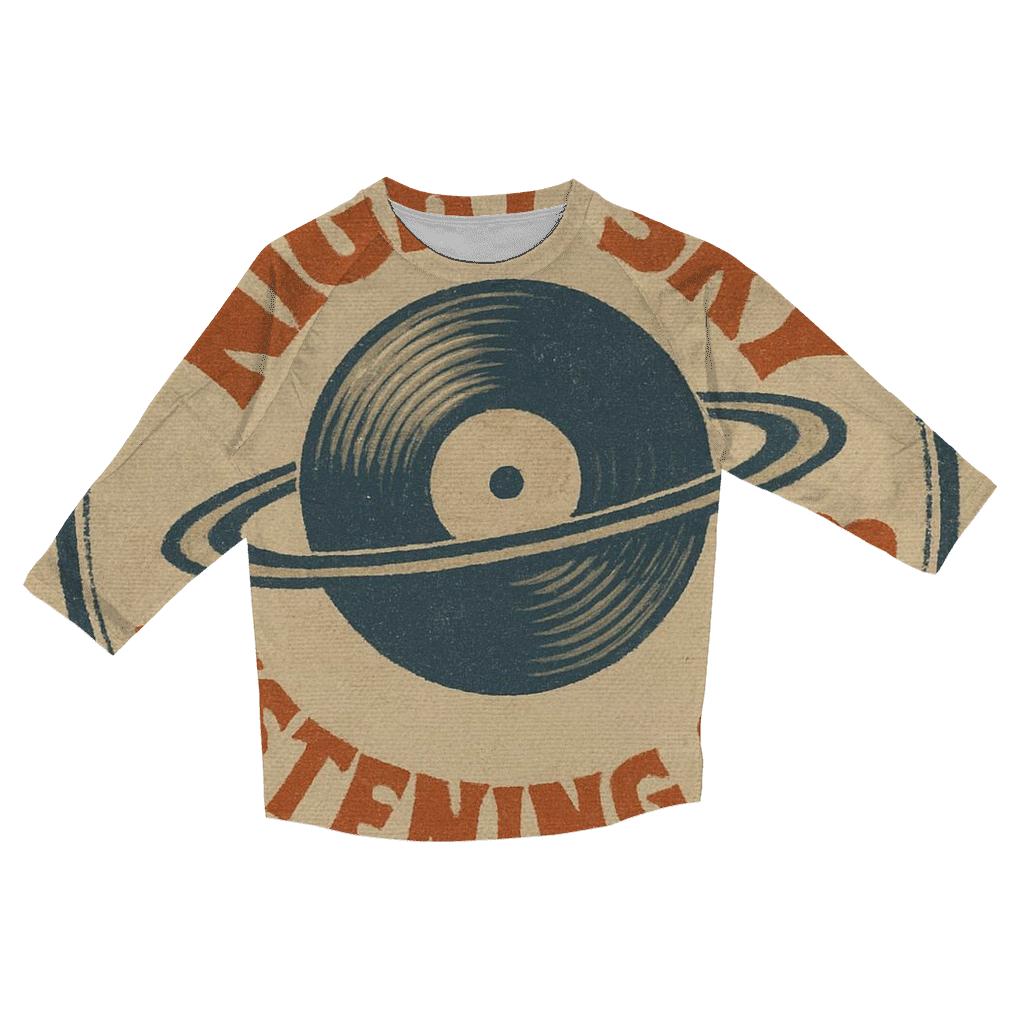 Seventies Vinyl Record Astronomy Club Badge custom 3/4 sleeve shirts