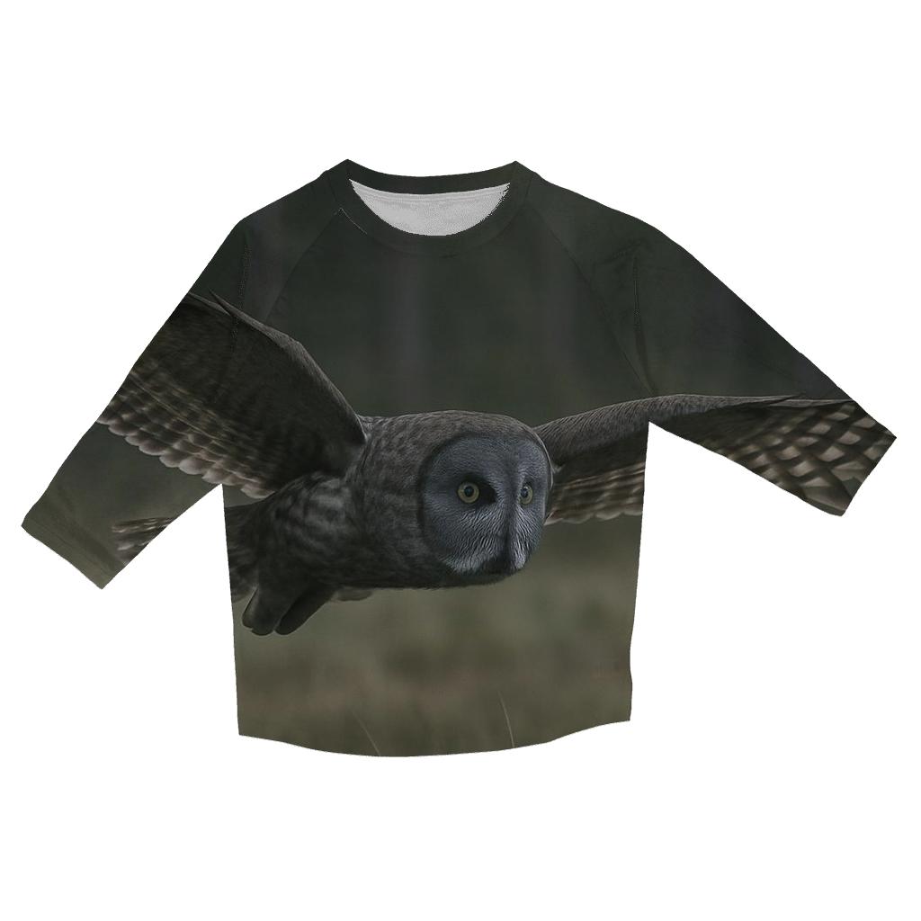 Silent Glide Great Gray Owl cotton quarter sleeve shirts