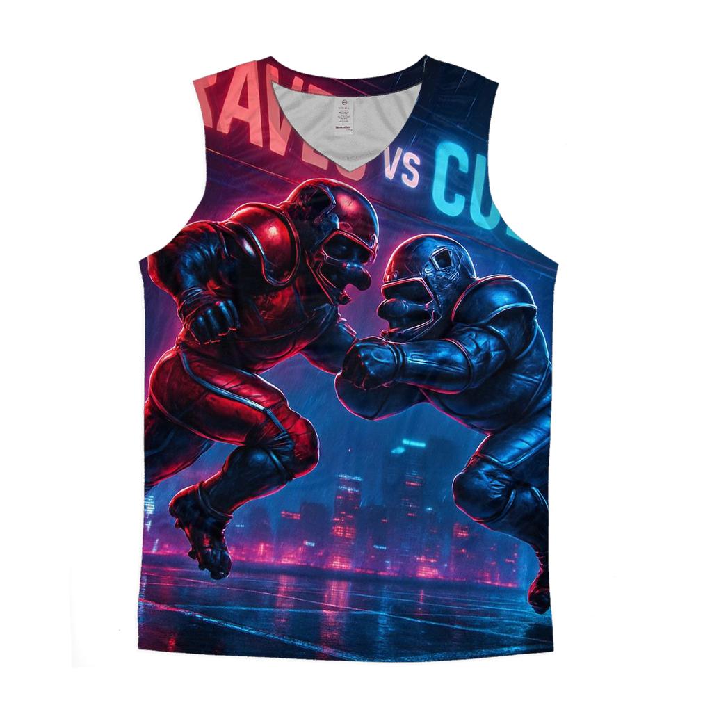 Neon Skyline Gridiron Clash Braves Versus Cubs stylish racerback tanks