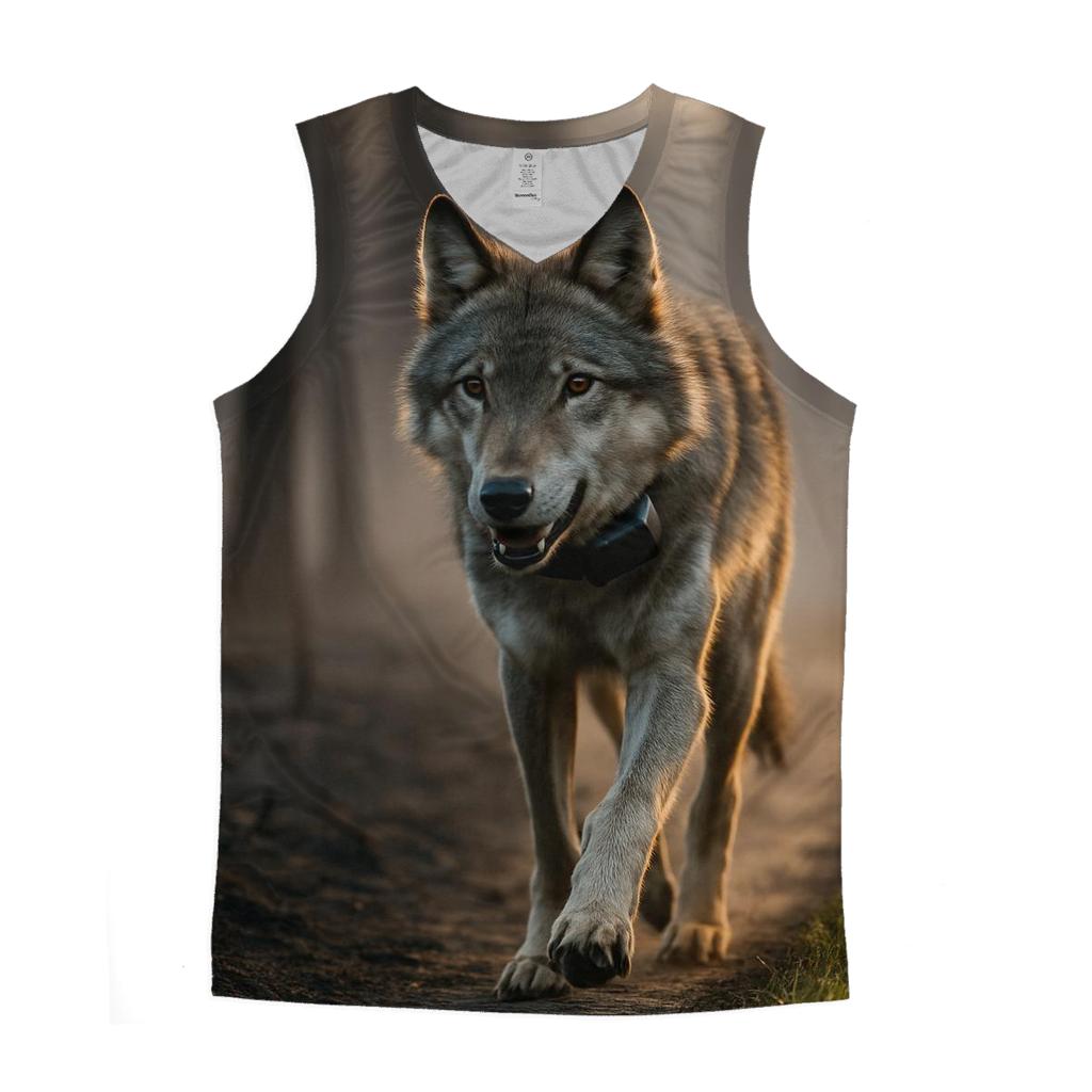 Radio Collared Wolf At The Boreal Firebreak cotton sleeveless tops