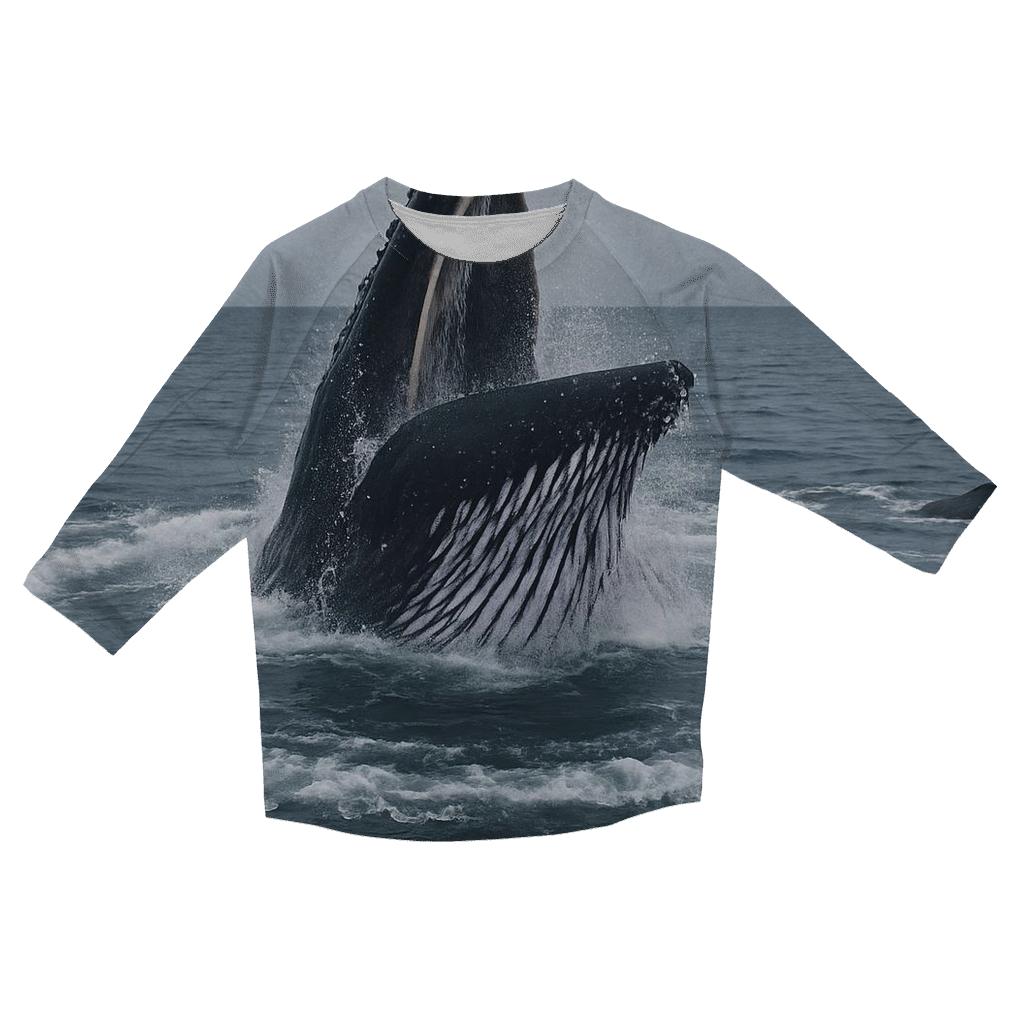 Bubble Net Spiral Humpback Whales custom 3/4 sleeve shirts