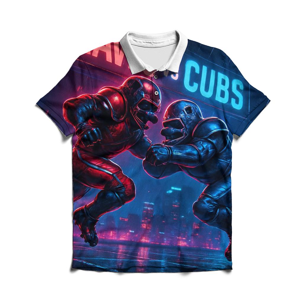Neon Skyline Gridiron Clash Braves Versus Cubs classic pique polos