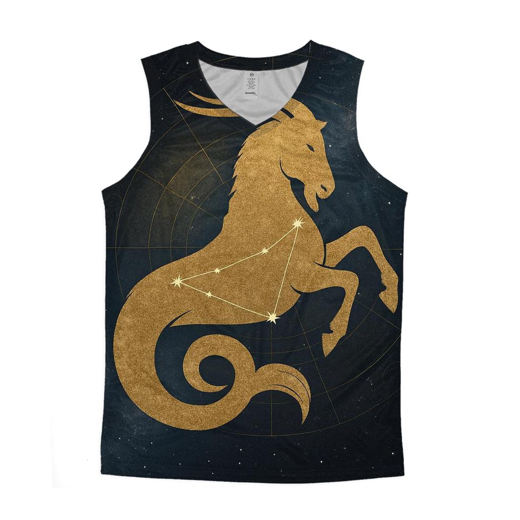 Capricorn Sea Goat Ascension Star Chart graphic print tank tops